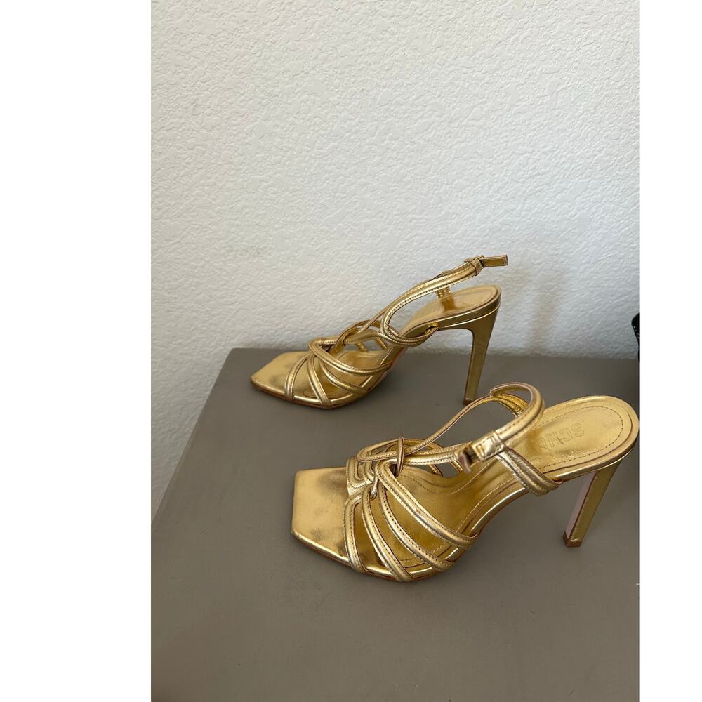 Schutz Octavia Gold Leather Caged Sandals - 6.5 - Picture 3 of 6